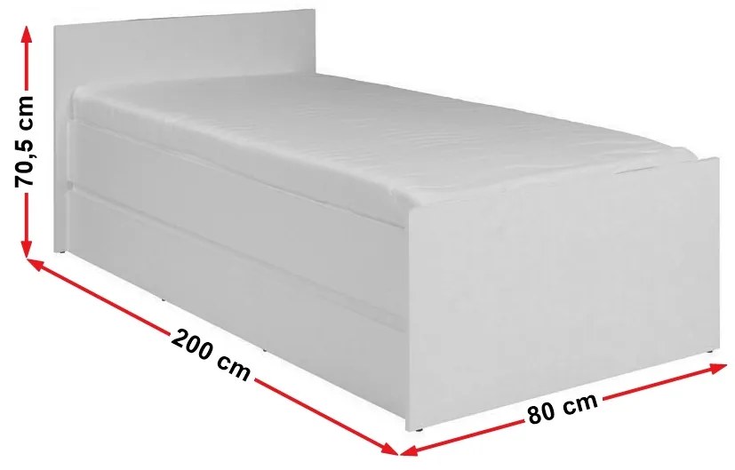 Pat de o persoană 80 cm Cortez C 08 (stejar riviera) ( cu somieră). 1004890