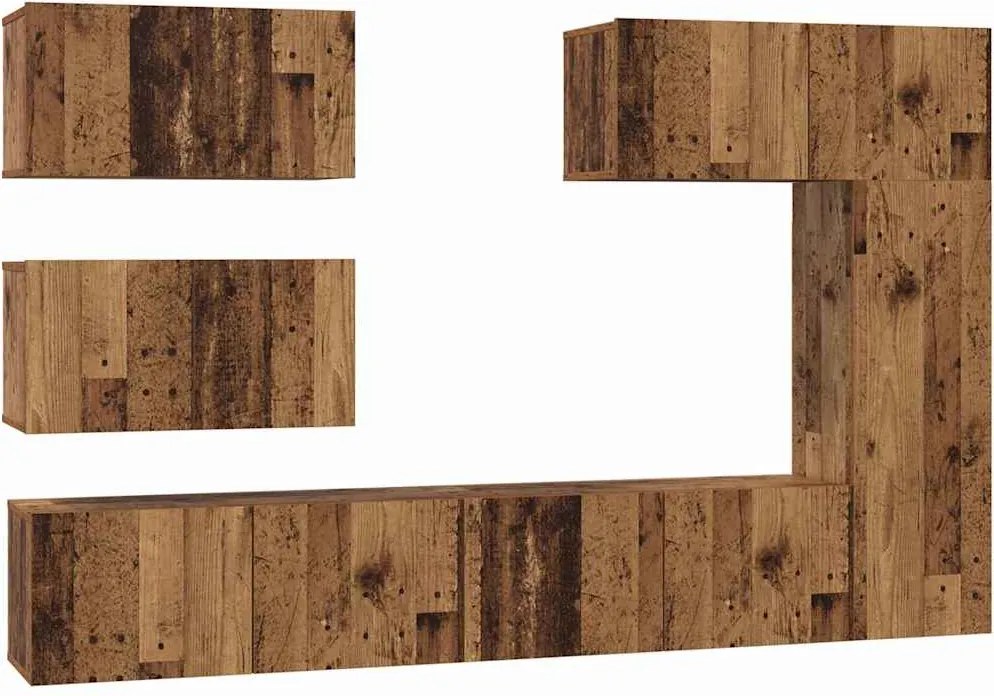 vidaXL Set comodă TV Pe perete 6 pcs Lemn Vechi Lemn compozit