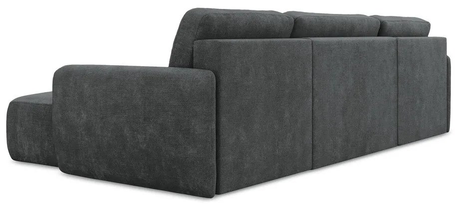 Colțar gri închis extensibil/cu spațiu de depozitare cu tapițerie din chenille (în formă de "U") Lilo – Makamii