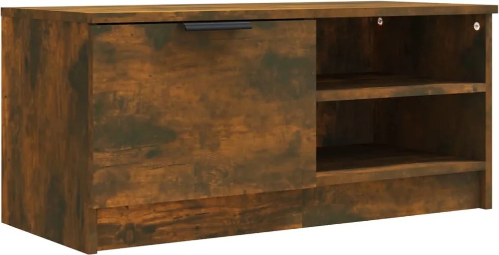 vidaXL Comodă TV, stejar fumuriu, 80x35x36,5 cm, lemn prelucrat