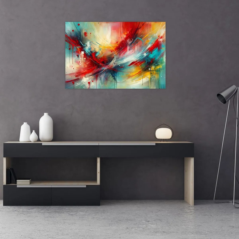 Tablou – Abstracție cu roșu (90x60 cm)