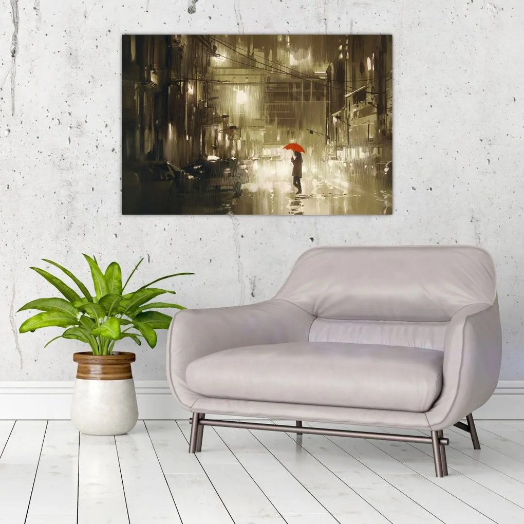 Tablou - Femeie într-o noapte ploioasă (90x60 cm)