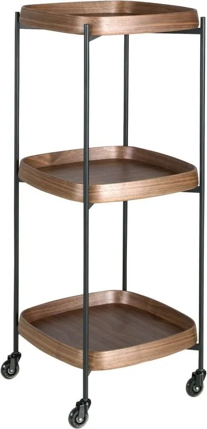 Gheridon, Mini Bar cu roti pentru bauturi si sticle Walnut