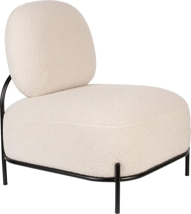Fotoliu crem cu tapițerie din țesătură bouclé Polly – White Label