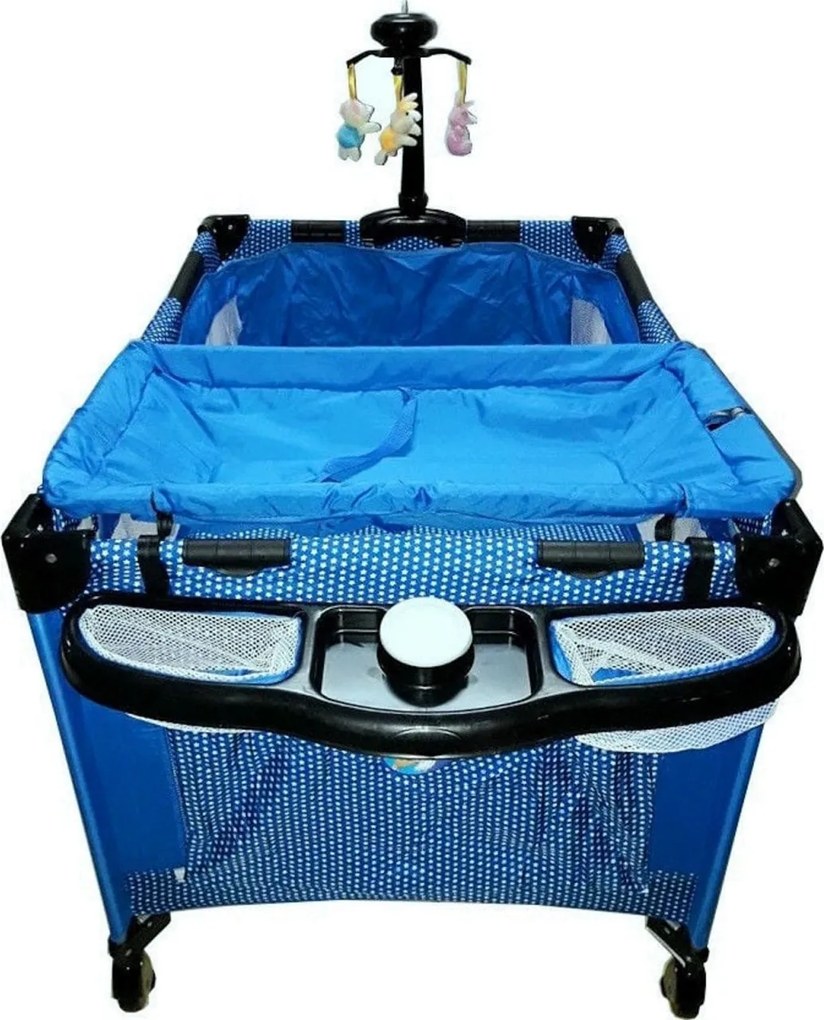 Patut Pliant, Tarc copii Baby Care™ NEST, Pliabil pe 2 Niveluri cu muzica si Masa infasat, Jucarie Carusel cu jucarii din plus, geanta transport