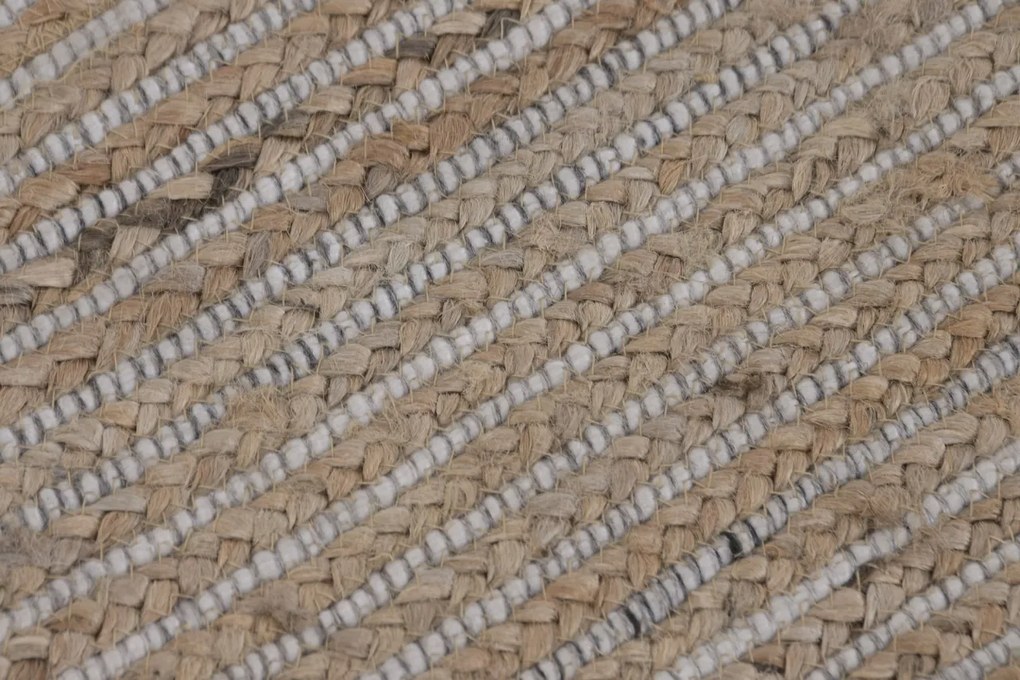 Covor din lână și iută împletit manual, maro natural, 160 x 230 cm, 2200 GSM, „Wool Jute Carpet Natural"