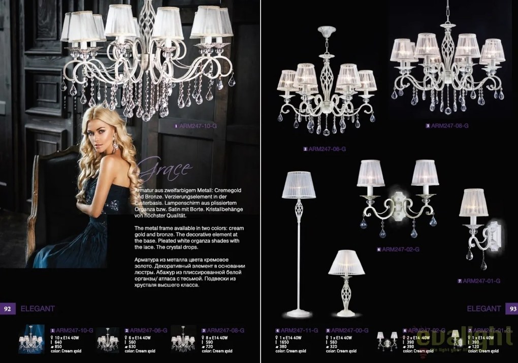 Candelabru elegant design clasic cu 8 brate Grace MYARM247-08-G