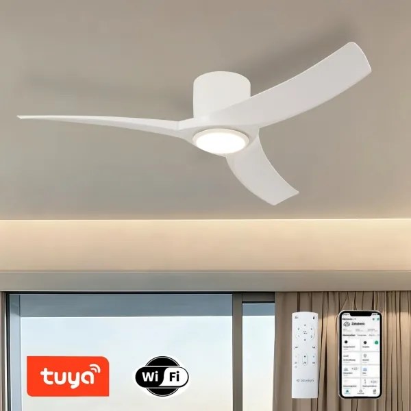ZEVENTI - Ventilator de tavan LED ORBITO LED/24W/230V Wi-Fi Tuya alb + telecomandă