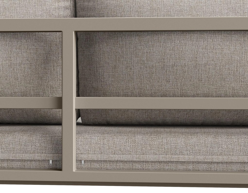 Set de lounge pentru grădină pentru 6-7 persoane, mobilier din ratan cu cadru din fier galvanizat și picioare reglabile, inclusiv perne pentru șezut și spate, Bej