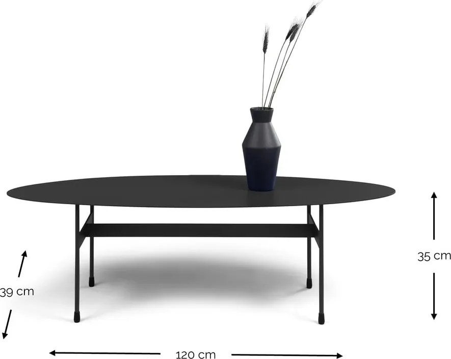 Măsuță de cafea neagră din metal 39x120 cm Mira – Spinder Design