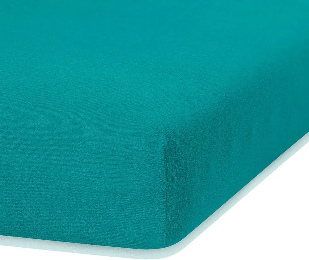 Cearceaf verde închis/albastru din frotir cu elastic 140x200 cm Ruby – AmeliaHome