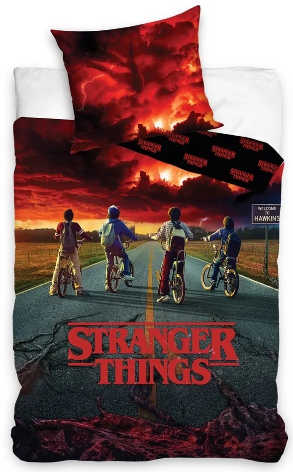 Lenjerie de pat din bumbac Stranger Things Storm Guards, 140 x 200 cm, 70 x 90 cm