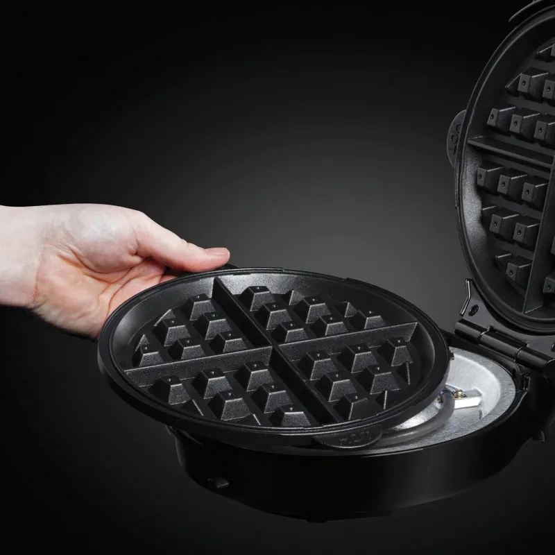 La mâna a doua: Aparat gogosi si vafe 3in1 Russell Hobbs Fiesta 24620-56, 900w, Placi antiadere, Capac cu autoblocare, Bordo/Negru