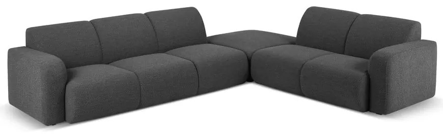 Colțar gri închis cu tapițerie din stofă bouclé (colț dreapta) Molino – Micadoni Home