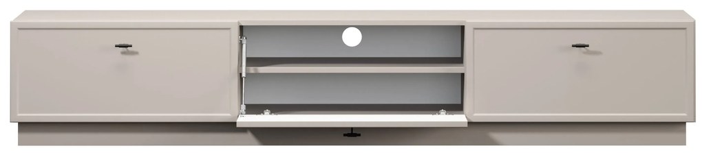 Comodă TV Lorini 200 cm cu sertare - culoare cașmir / mânere negre tip T-bar