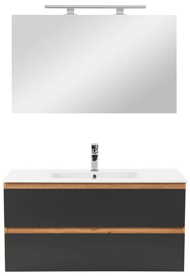 Mobilier complet de baie Vario Forte 100 stejar-antracit