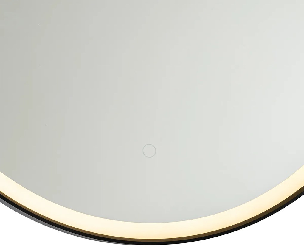 Oglinză de baie neagră 70 cm cu LED cu dimmer tactil - Miral