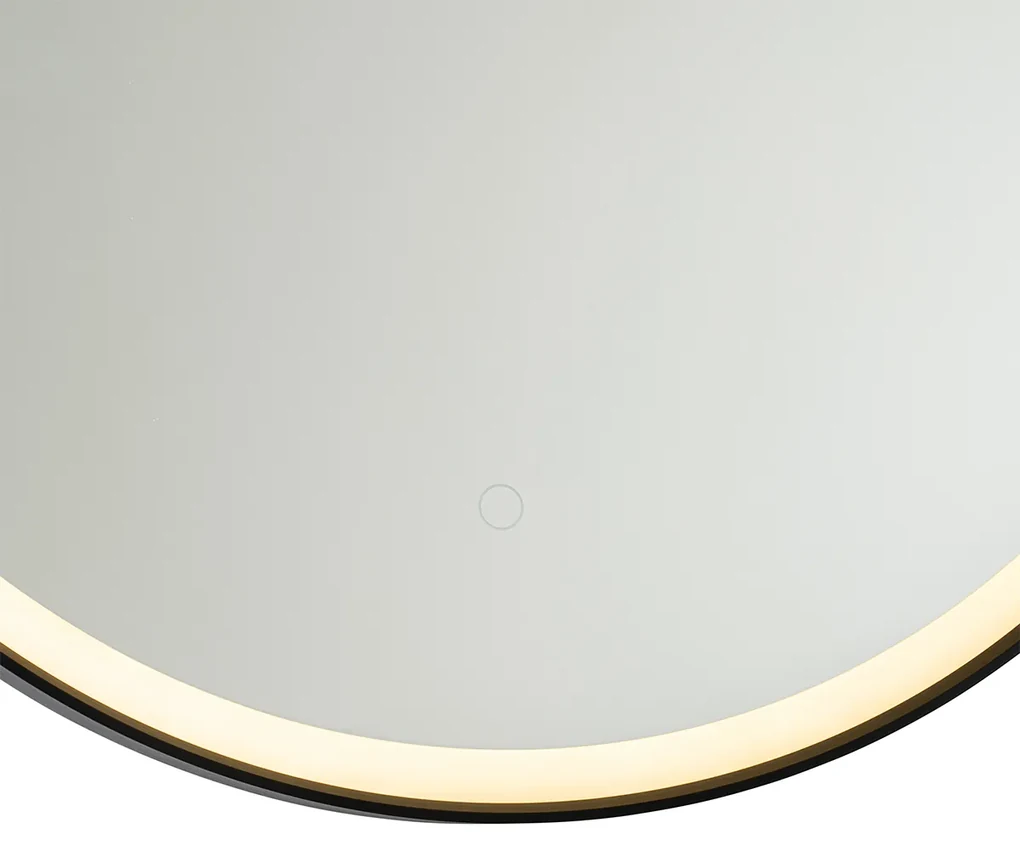 Oglinză de baie neagră 70 cm cu LED cu dimmer tactil - Miral