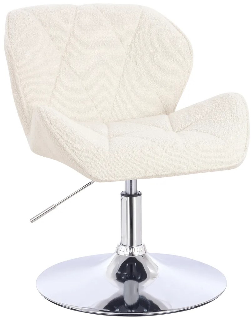 HR111N Scaun Crem Boucle cu Bază Cromata