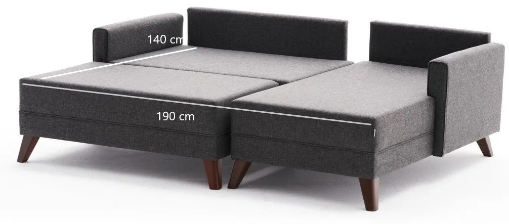 Canapea extensibilă de colț Bella Mini Corner Sofa Right - Anthracite