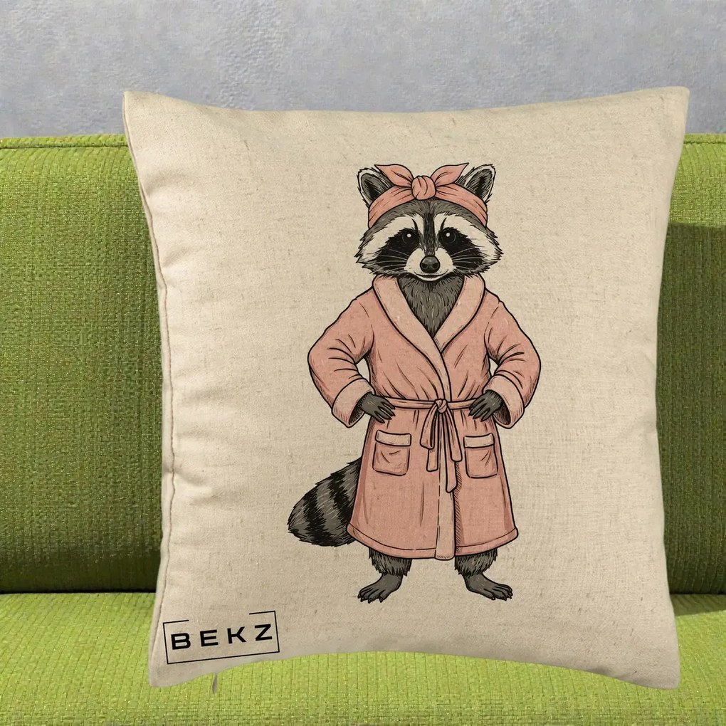 Perna Decorativa Albinuta Kawaii Vesela, 40x40 cm, Bej, Husa Detasabila, Perna Inclusa, BEKZ®