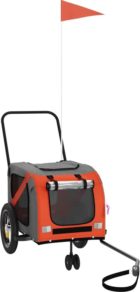 vidaXL Remorcă bicicletă animale companie portocaliu/negru oxford/fier