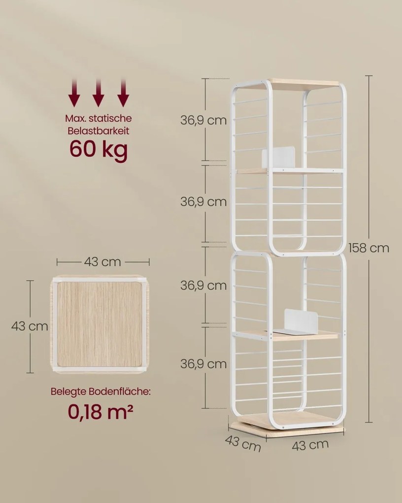 Biblioteca Vasagle Alb 43x43x158 cm