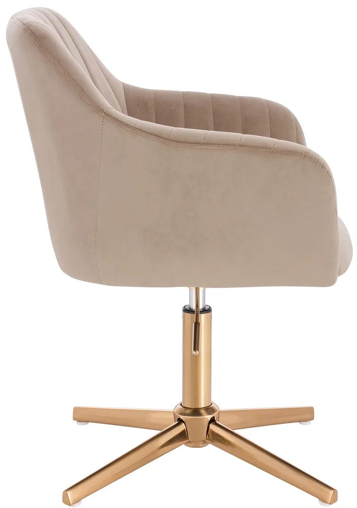 HR190CROSS Scaun Latte Pudra din Catifea cu Bază Aurie