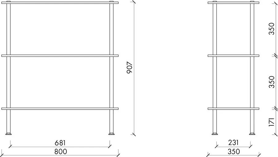 Etajeră albastră cu aspect de lemn de stejar 80x90,5x35 cm Teidi – noo.ma
