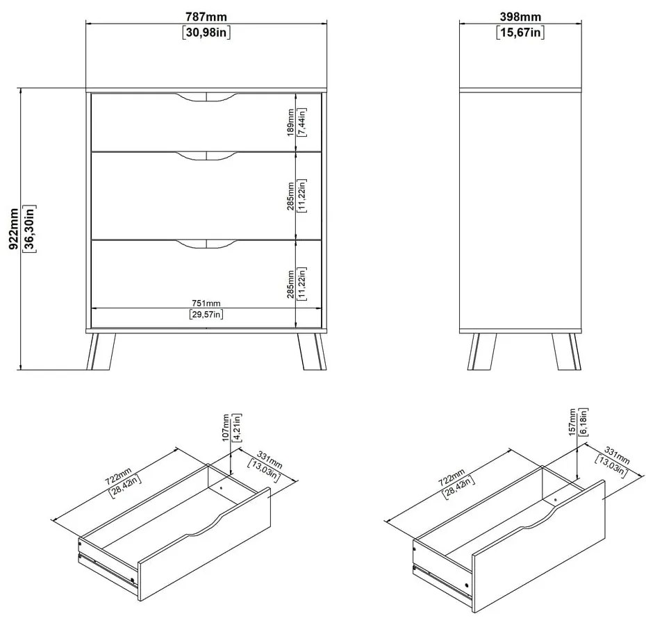 Comodă albă-în culoare naturală cu aspect de lemn de stejar 79x92x40 cm Ikast – Tvilum