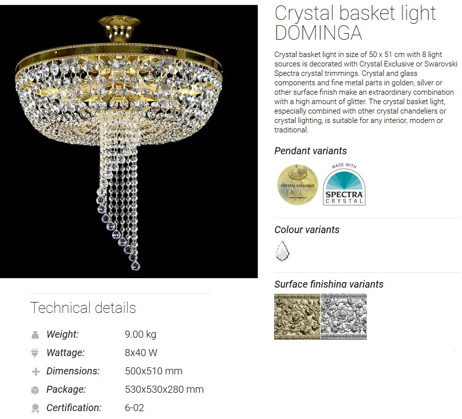 Plafoniera Cristal Bohemia Exclusive diametru 50cm Dominga CE