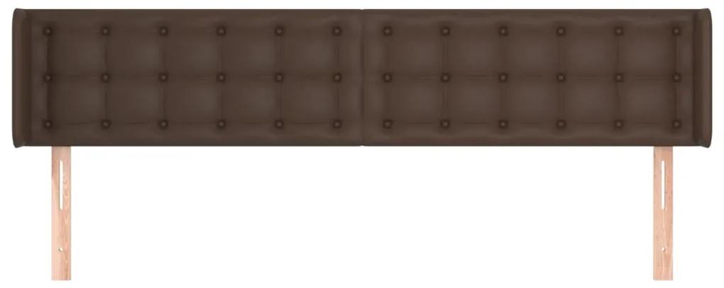 Tablie de pat cu aripioare maro 163x16x78 88 cm piele ecologica 1, Maro, 163 x 16 x 78 88 cm