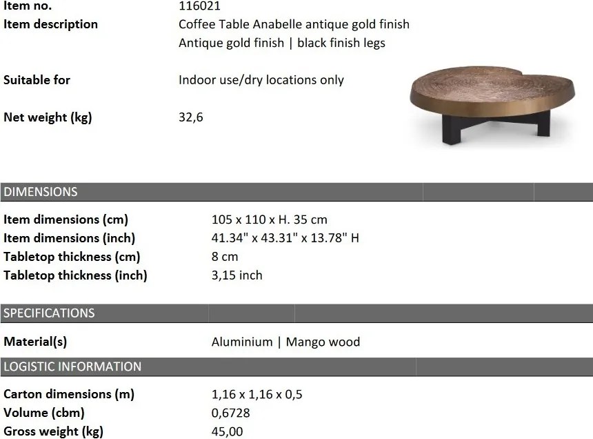 Masuta de cafea design LUX Anabelle