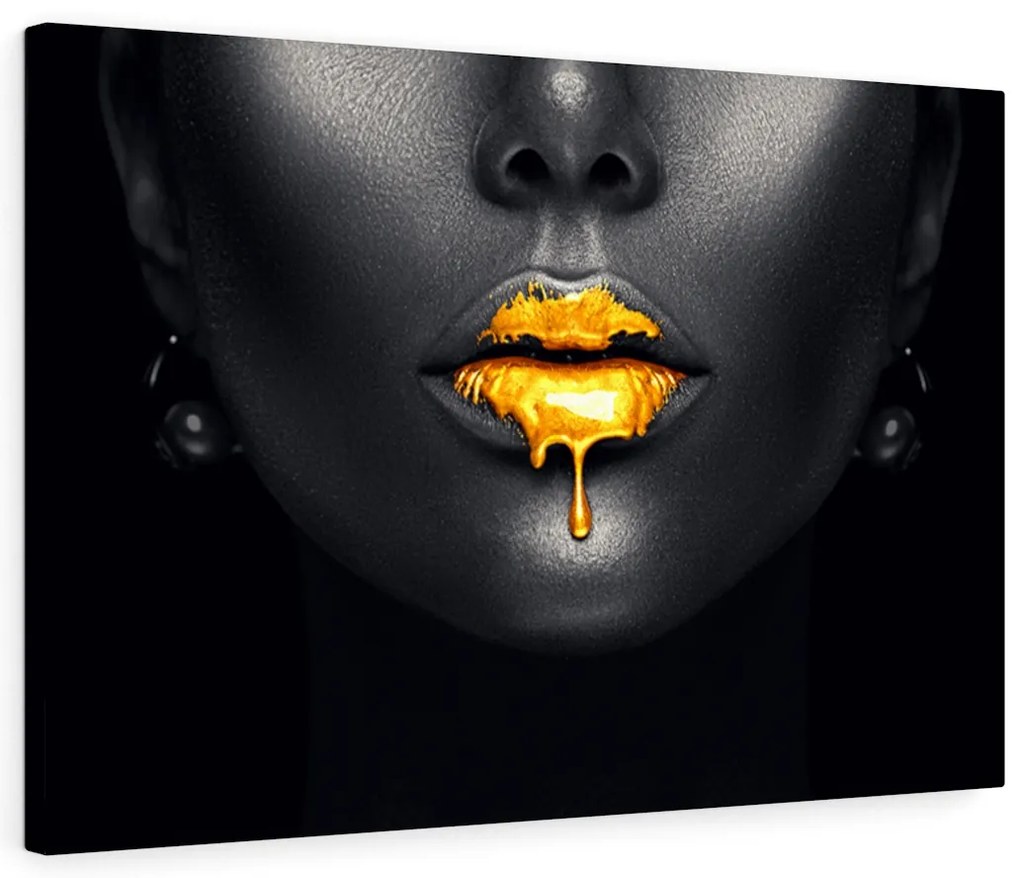 Tablou canvas Gold Lips - 60x40 cm 60x40 cm