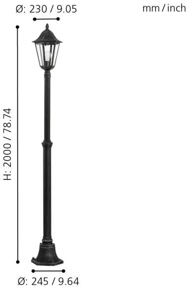 EGLO 93464 - Corp de iluminat exterior NAVEDO 1xE27/60W