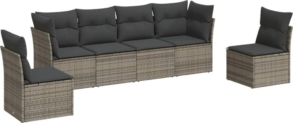 vidaXL Set mobilier grădină cu perne, 6 piese, gri, poliratan