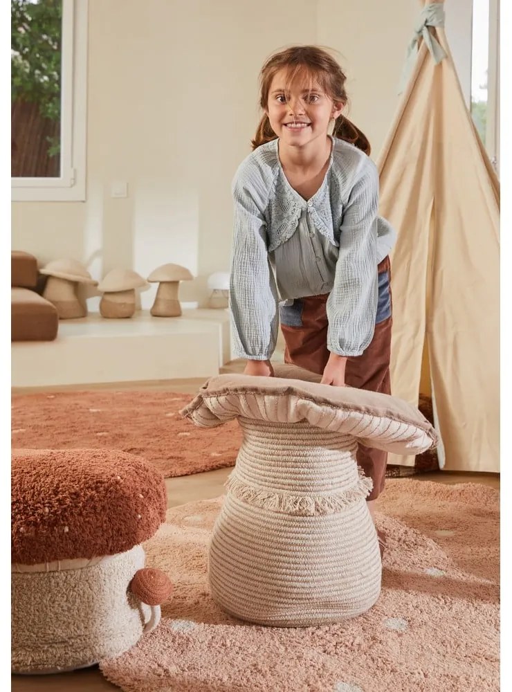 Covor pentru copii roz deschis lavabil/țesut manual din bumbac ø140 cm Round Dot Rose – Lorena Canals