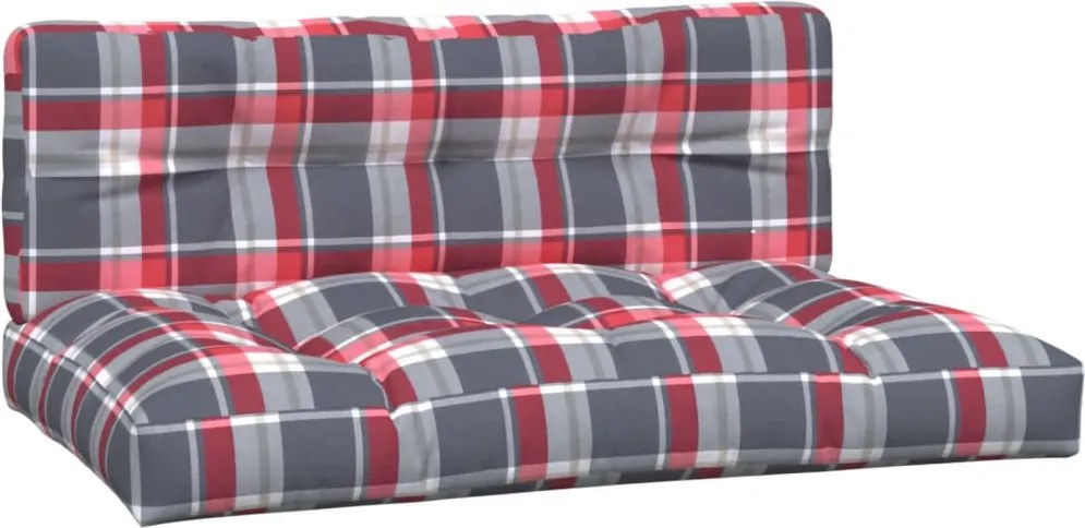 vidaXL Perne pentru paleți 2 buc. roșu țesătură cu model în carouri