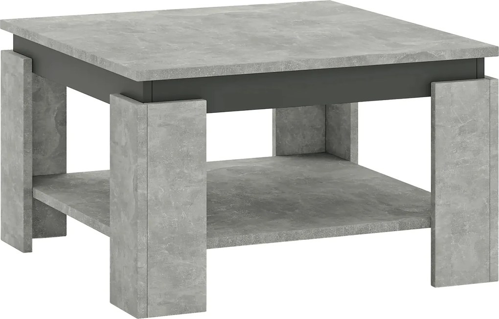 Masuta cafea LEJSY, gri beton/gri grafit, 68x68x41 cm