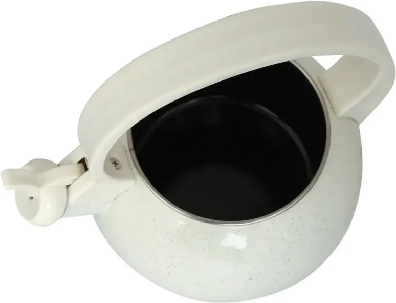 Ceainic cu fluier Kinghoff KH 2040, 2 l, interior emailat, compatibil cu plitele cu inducție, culoare crem