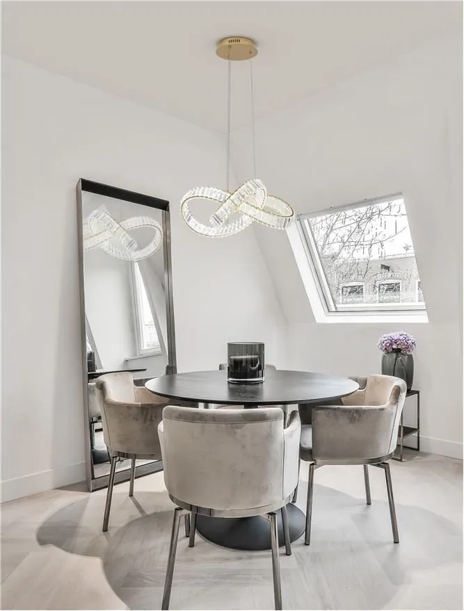 Pendul LED dimabil, cristal design elegant CONCETO auriu