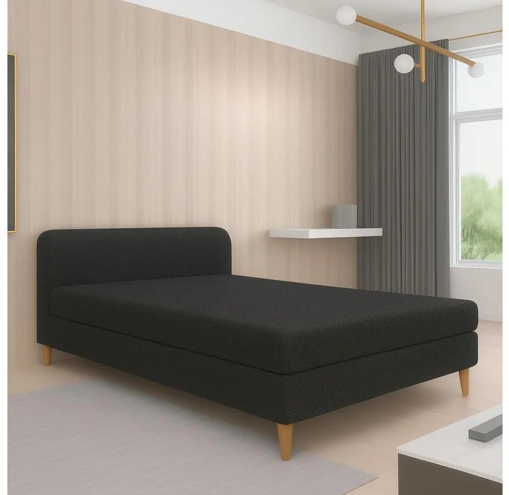 Pat tapițat BRISBANE 110x200 cm, negru