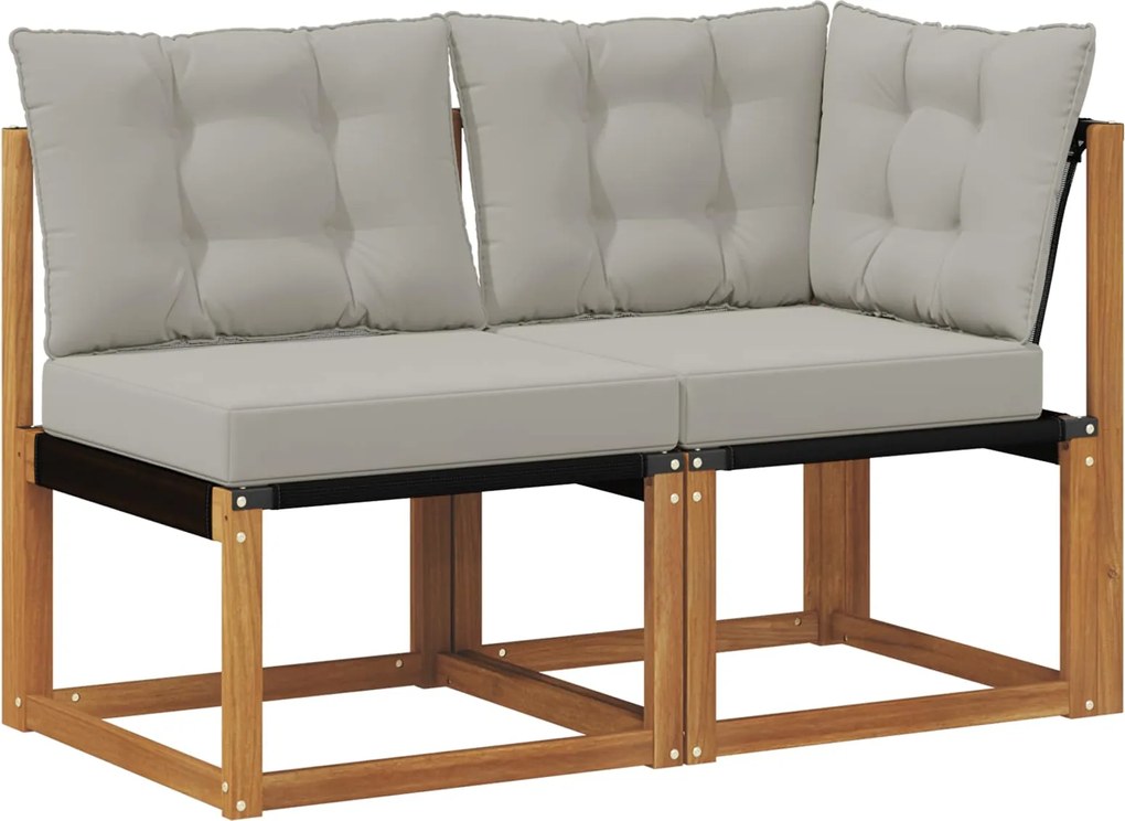 vidaXL Canapea de exterior din mijloc și colț 2 Bucată natural