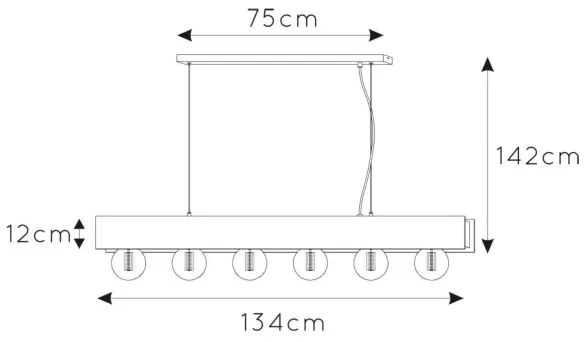 Lustră pe cablu Lucide 30474/06/30 SURTUS 6xE27/60W/230V