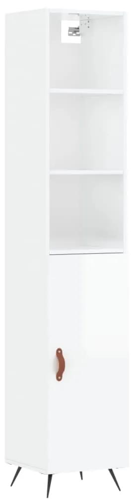 3189607 vidaXL Dulap înalt, alb extralucios, 34,5x34x180 cm, lemn prelucrat