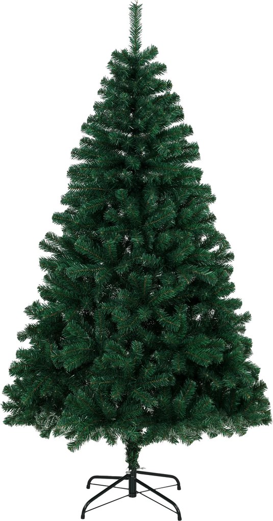 HOMCOM Brad Artificial de Crăciun 180 cm cu 700 Ramuri Ignifuge, Bază din Oțel,100x100x180 cm, Verde | Aosom Romania