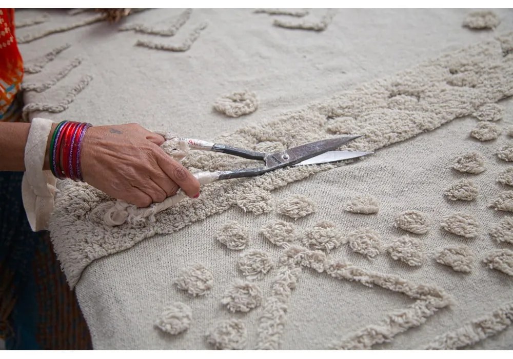 Covor alb lavabil/țesut manual din bumbac 170x240 cm Tribu Natural – Lorena Canals