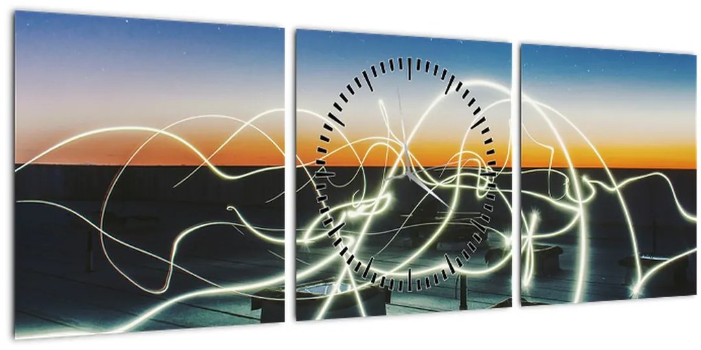 Tabloul - privire spre cer din acoperiș (cu ceas) (90x30 cm)