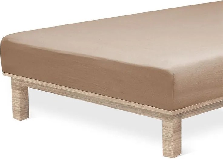 decoDoma Cearșaf elastic jersey cu elastan culoarea nucului 90 x 200 cm