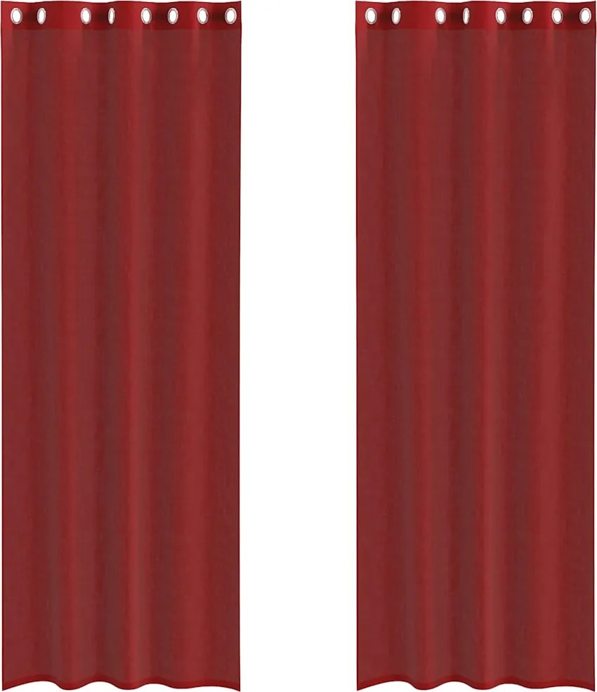 vidaXL Perdele Voile cu Oelii 2 buc Roșu Vin